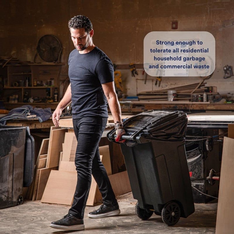 Plasticplace 64-65 Gallon Black Trash Bags, Heavy Duty Toter Can Liners, Tear & Leak-Proof, Industrial Strength, 25 Count, Large Garbage Bags for Kitchen & Commercial Use 1.2 Mil, 50" x 60" - Image 3